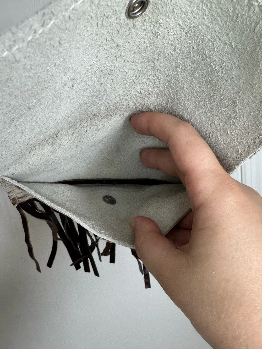 Western Cowhide Fringe Clutch/Wallet Brown & White Cowboy Country Nashville Fun
